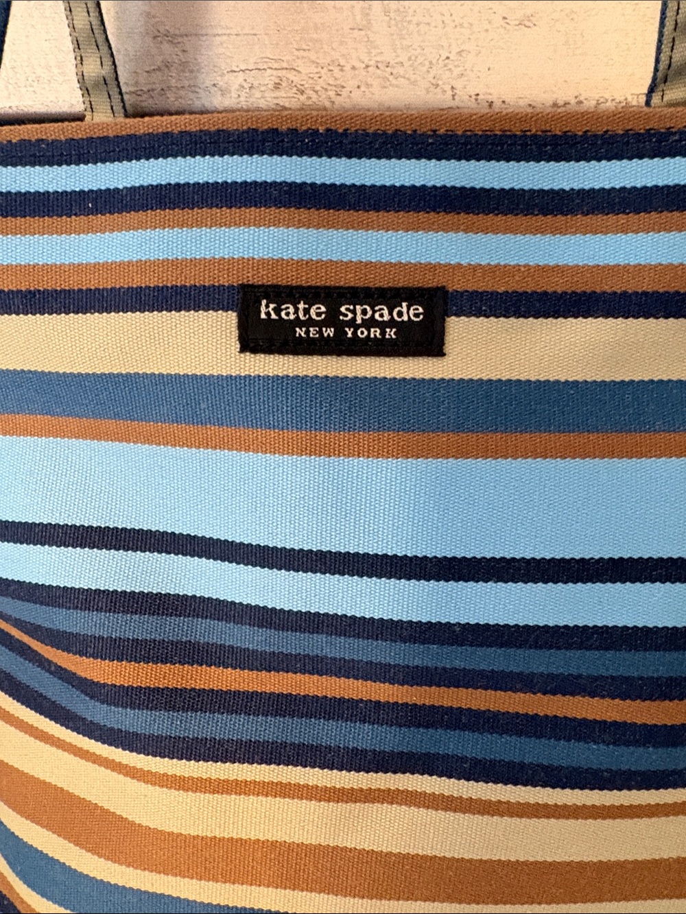 kate spade Vintage Striped Canvas Tote in Blue and Tan NNT - Picture 4 of 15